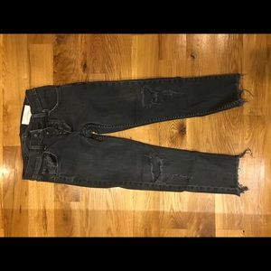 RAG & BONE RAW HEM CROPPED DISTRESSED SKINNY JEAN